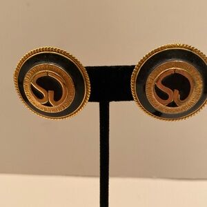 Fabulous Vintage St John Logo Earrings Clip On